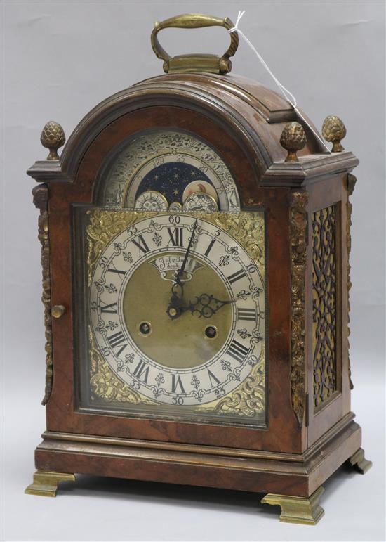 A walnut and gilt metal mounted mantel clock height 40cm